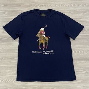 Polo Ralph Lauren Polo Bear T-Shirt Horse Navy Blue Youth Size Large (14-16)